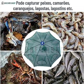 KIT 2 Armadilha Covo Peixe Isca Viva Lambaris Camarões 90x90cm/ peixes com 8 entradas Rede Retrátil