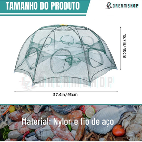 KIT 2 Armadilha Covo Peixe Isca Viva Lambaris Camarões 90x90cm/ peixes com 8 entradas Rede Retrátil