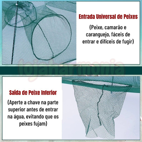 KIT 2 Armadilha Covo Peixe Isca Viva Lambaris Camarões 90x90cm/ peixes com 8 entradas Rede Retrátil
