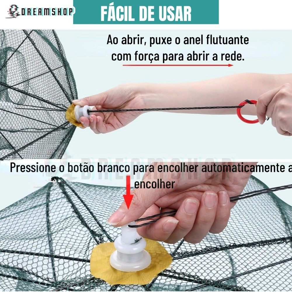 KIT 2 Armadilha Covo Peixe Isca Viva Lambaris Camarões 90x90cm/ peixes com 8 entradas Rede Retrátil