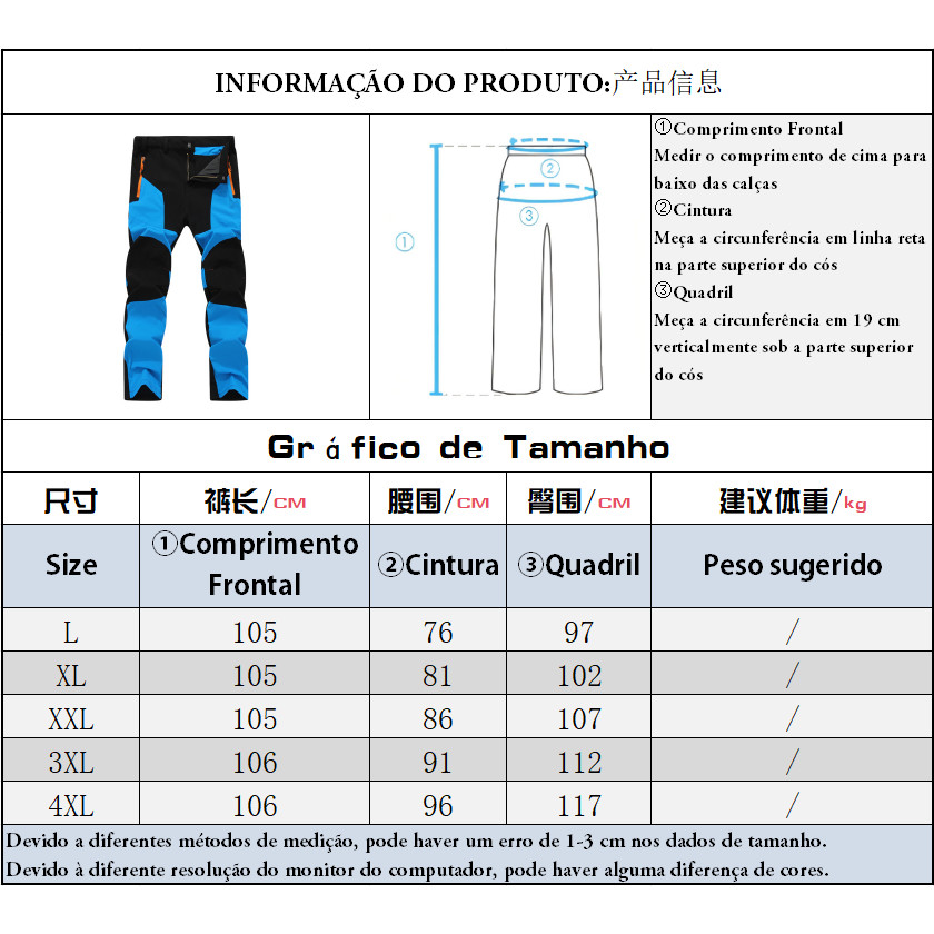 Calças De Trabalho Para Caminhadas Ao Ar Livre À Prova D'água Com Bolsos Zíper