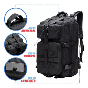 Mochila Militar Tática 40l Impermeável Grande Camping Litros Reforçada com Bandeira Masculina Feminina