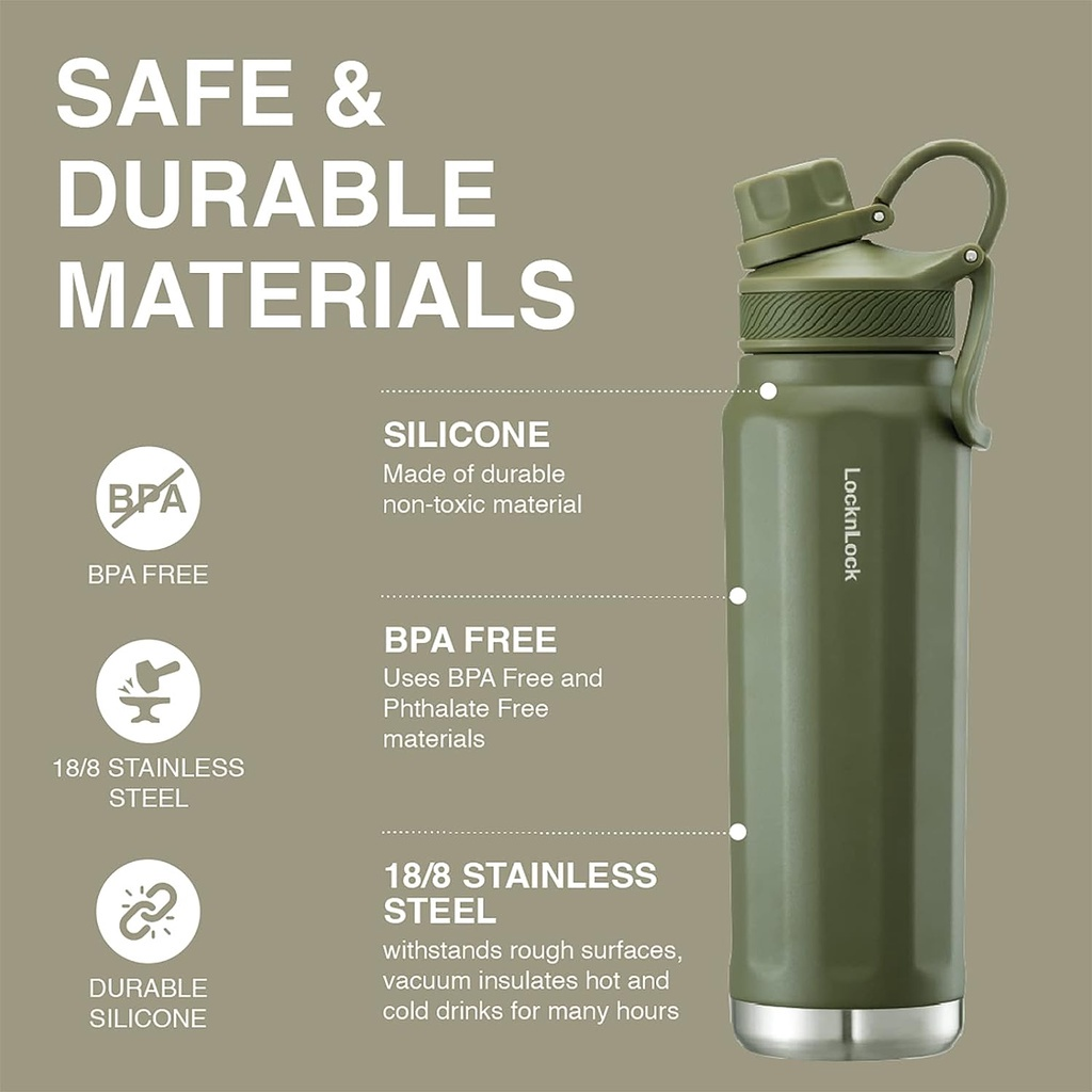 Garrafa Térmica Grande Capacidade Esportiva De Viagem Tampa De Portátil 800ml