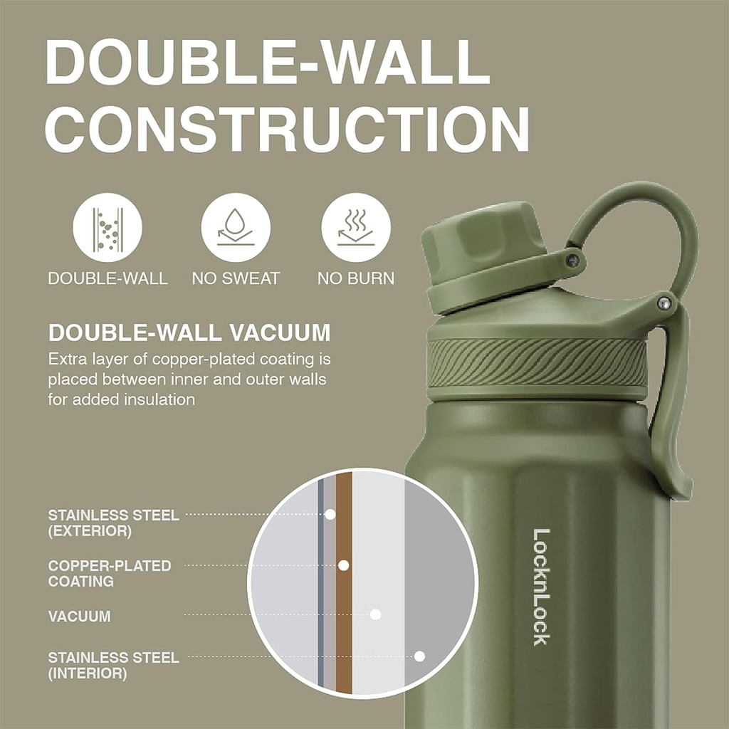 Garrafa Térmica Grande Capacidade Esportiva De Viagem Tampa De Portátil 800ml