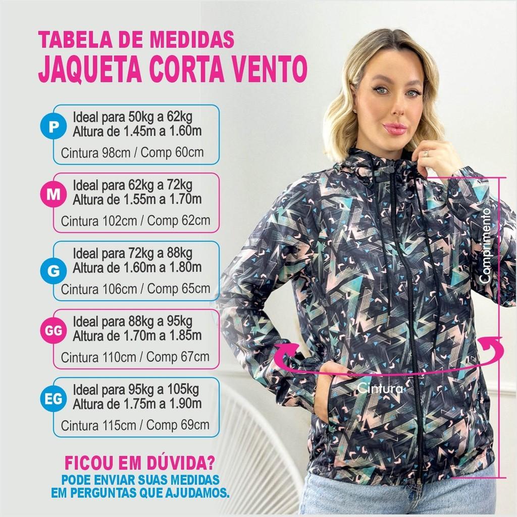 Jaqueta Corta Vento Feminina Estampada Casual Esporte Lazer