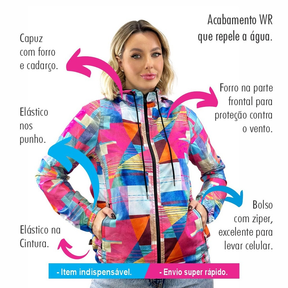 Jaqueta Corta Vento Feminina Estampada Casual Esporte Lazer