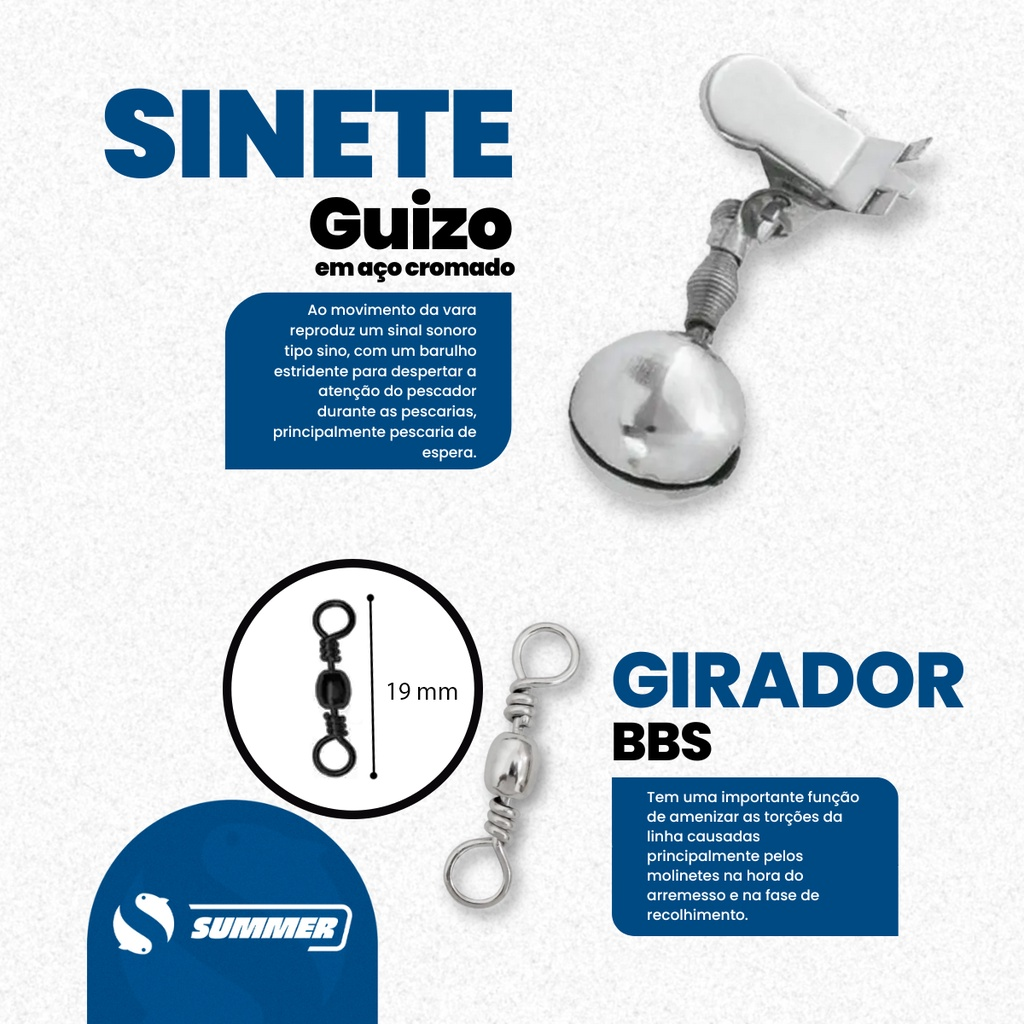 Kit Pesca Esportiva Chumbada Anzol Giradores e Boias Sino e Linha