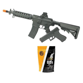 Kit Rifle M4 E Pistola V307 Airsoft Vg Spring Rossi + BBs