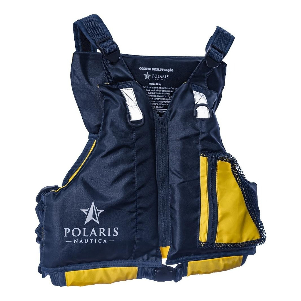 Colete De Flutuação Polaris Amarelo M 55-80KG Caiaque Pesca
