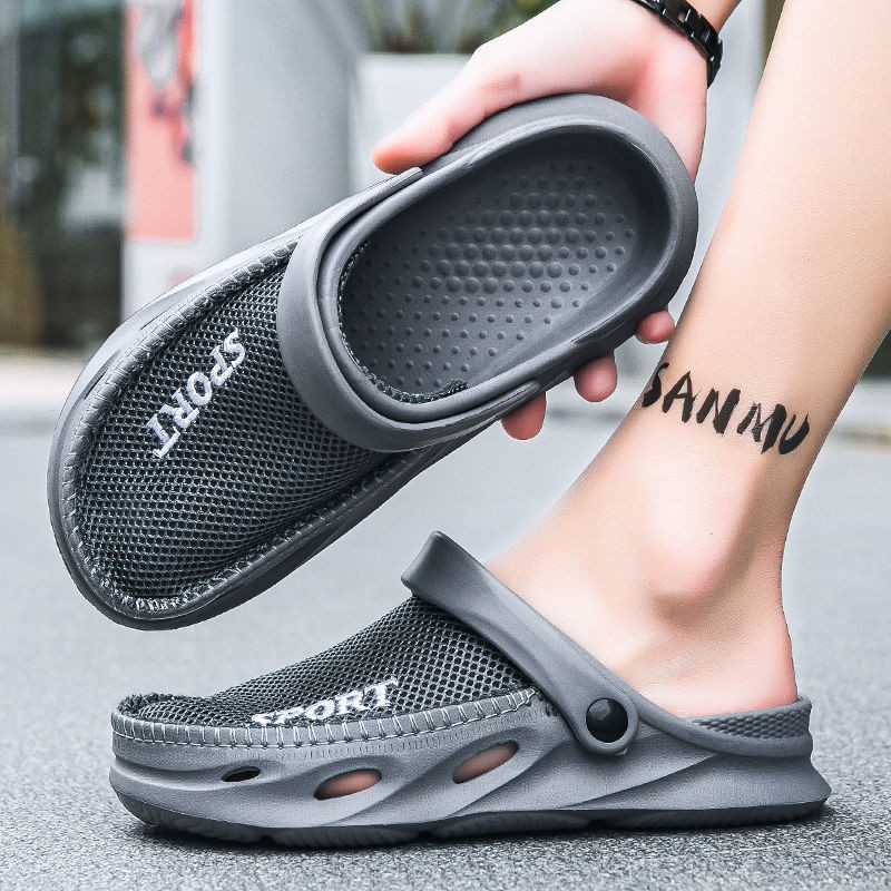 Extraordinário 2024 verão buraco sapatos masculinos verão exterior Wear antiderrapante anti-odor Baotou chinelos masculi