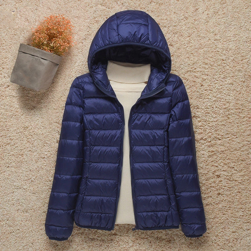 Pato Branco De Inverno Para Baixo Casaco Puffer Feminino À Prova De Vento Fino E Leve