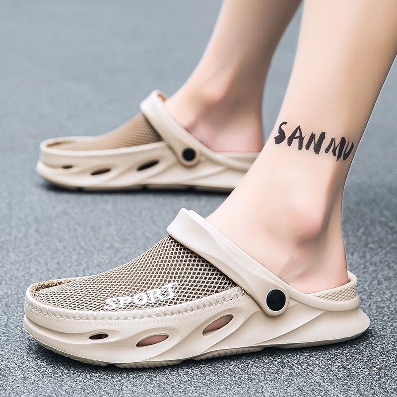 Extraordinário 2024 verão buraco sapatos masculinos verão exterior Wear antiderrapante anti-odor Baotou chinelos masculi