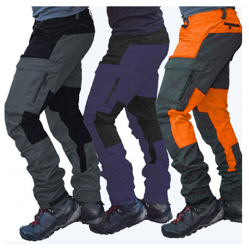 Calça cargo masculina plus size casual com vários bolsos