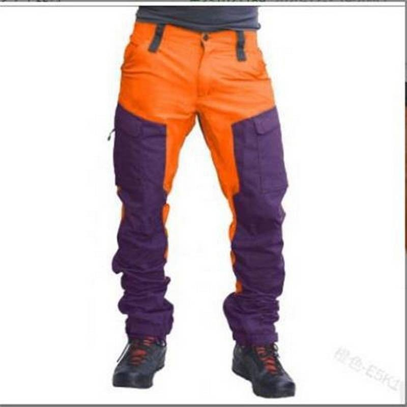 Calça cargo masculina plus size casual com vários bolsos