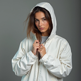 Jaqueta Agasalho corta vento feminino branco de frio forrado com punho touca capuz