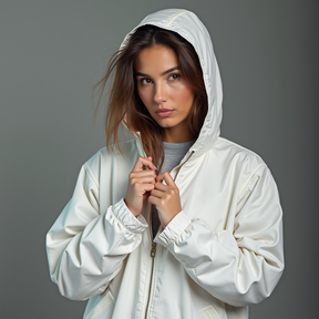 Jaqueta Agasalho corta vento feminino branco de frio forrado com punho touca capuz