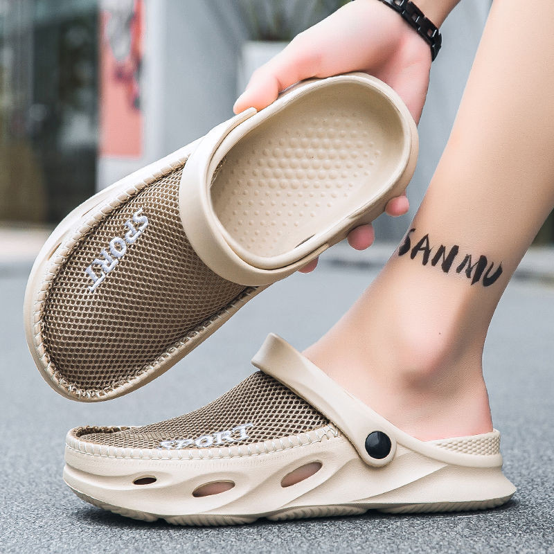 Extraordinário 2024 verão buraco sapatos masculinos verão exterior Wear antiderrapante anti-odor Baotou chinelos masculi