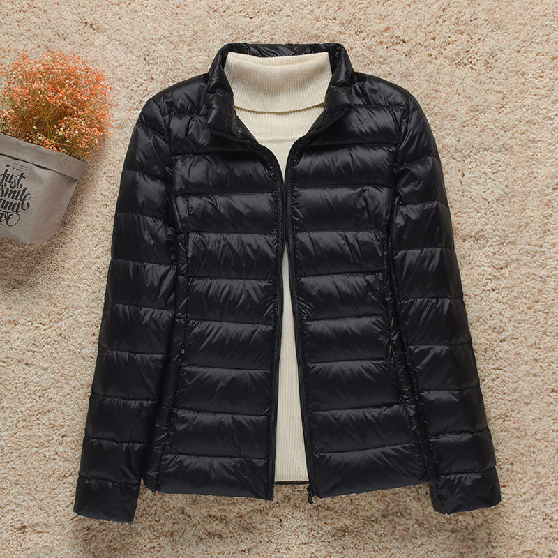 Pato Branco De Inverno Para Baixo Casaco Puffer Feminino À Prova De Vento Fino E Leve