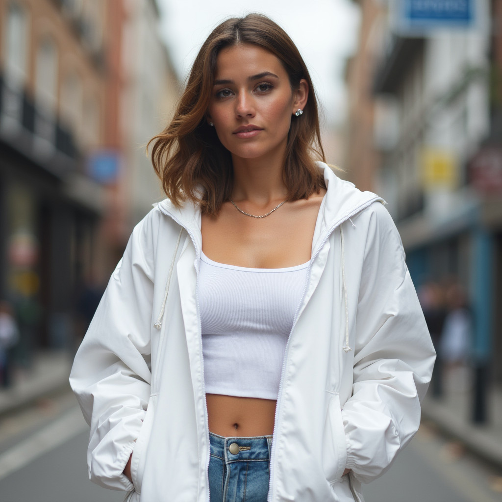 Jaqueta Agasalho corta vento feminino branco de frio forrado com punho touca capuz