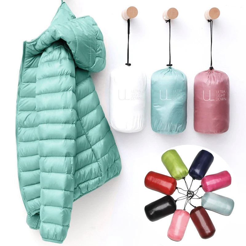 Pato Branco De Inverno Para Baixo Casaco Puffer Feminino À Prova De Vento Fino E Leve
