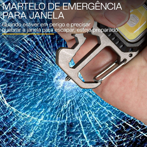 Chaveiro Lanterna Tatica Titaniun LED com Iluminação Ajustável Chave Multifuncional Blindado