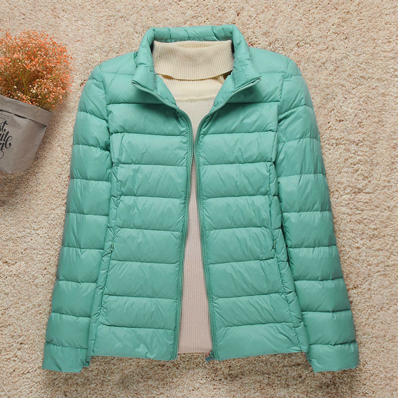 Pato Branco De Inverno Para Baixo Casaco Puffer Feminino À Prova De Vento Fino E Leve