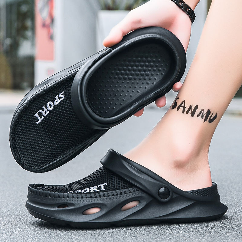 Extraordinário 2024 verão buraco sapatos masculinos verão exterior Wear antiderrapante anti-odor Baotou chinelos masculi