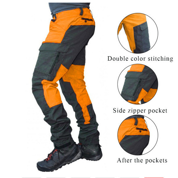 Calça cargo masculina plus size casual com vários bolsos