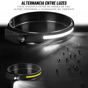 KIT 4 Lanterna de Cabeça Recarregável 3 Led Corpo Motion Camping Torch Light Lamp Com Usb