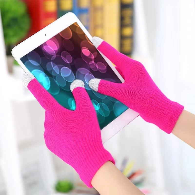 Luvas De Malha Suave Inverno Quente touch Screen Luvas De Dedos Completos Para Mulheres Meninas