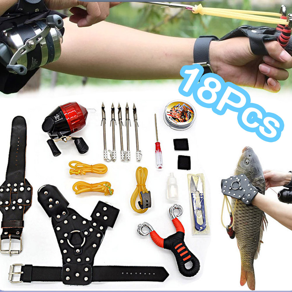 Kit18 Estilingue De Pesca Completo Flecha De Pesca/Carretel De Pesca/dispositivo De Lançamento