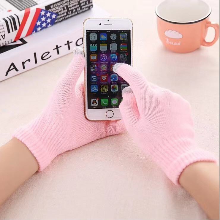 Luvas De Malha Suave Inverno Quente touch Screen Luvas De Dedos Completos Para Mulheres Meninas