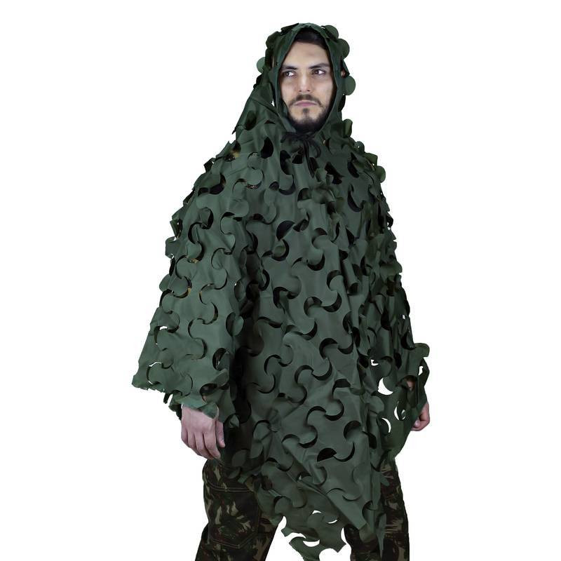 Poncho De Camuflagem Com Capuz Ghillie Tático Airsoft Safo Militaria