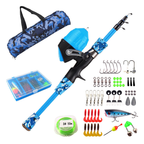 Conjunto De Pesca Completo Telescópica Fibra de Vidro E 1 Molinete Com Linha Maleta + Acessórios