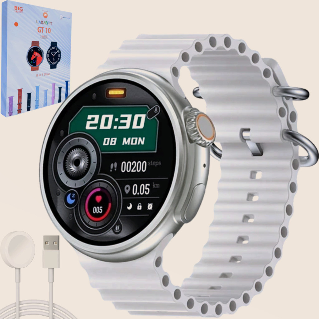 Smartwatch GT 10 48mm Bluetooth Chamadas e Controle de Música Tela 1.52” Acompanha 8 Pulseiras JZ