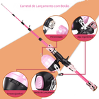 Conjunto De Pesca Completo Telescópica Fibra de Vidro E 1 Molinete Com Linha Maleta + Acessórios