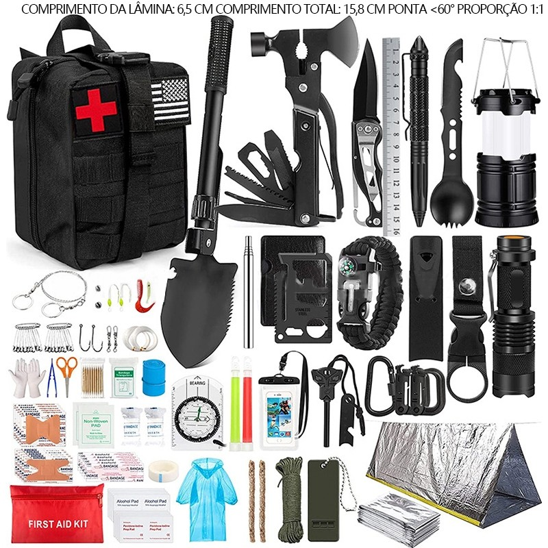 Kit de sobrevivência e kit de primeiros socorros, 42 peças de equipamentos de sobrevivência com bolsa Molle Para homens