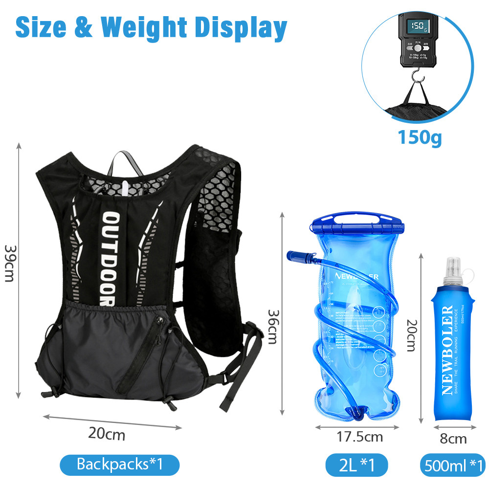 Newboler 5L Mochila De Hidratação Para Bicicleta Leve E Respirável Colete De Corrida À Prova D'água Ciclismo Com