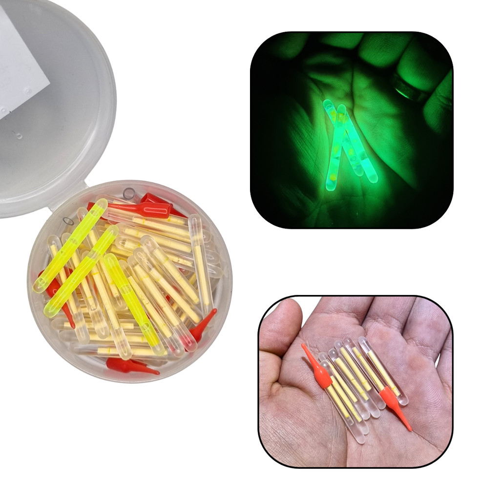 Kit 50 Bastão Luminoso Luz P Boia Vara Linha Pesca Noturna Peixe Anzol Trairá Tucunaré Dourado