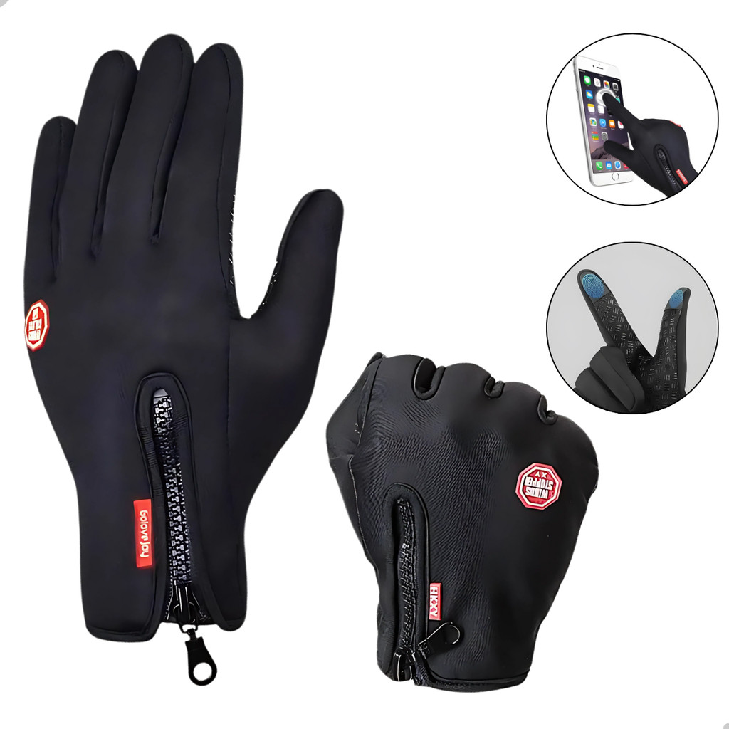 Luva Térmica resistente a água Unissex para Moto e Bike com Touch