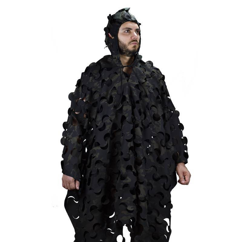 Poncho De Camuflagem Com Capuz Ghillie Tático Airsoft Safo Militaria