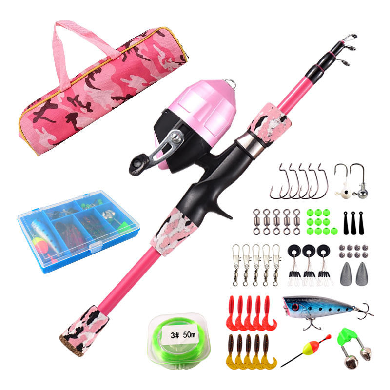Conjunto De Pesca Completo Telescópica Fibra de Vidro E 1 Molinete Com Linha Maleta + Acessórios