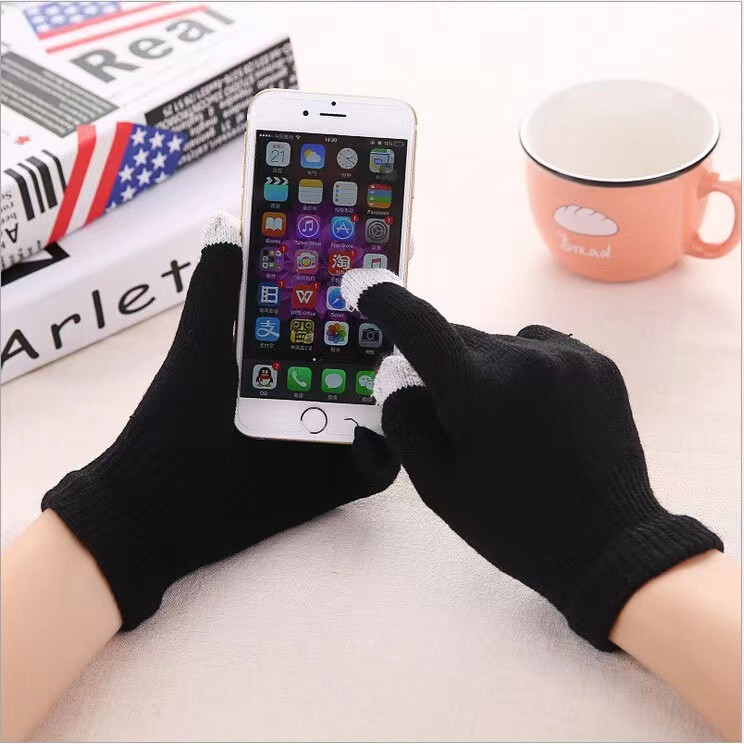Luvas De Malha Suave Inverno Quente touch Screen Luvas De Dedos Completos Para Mulheres Meninas