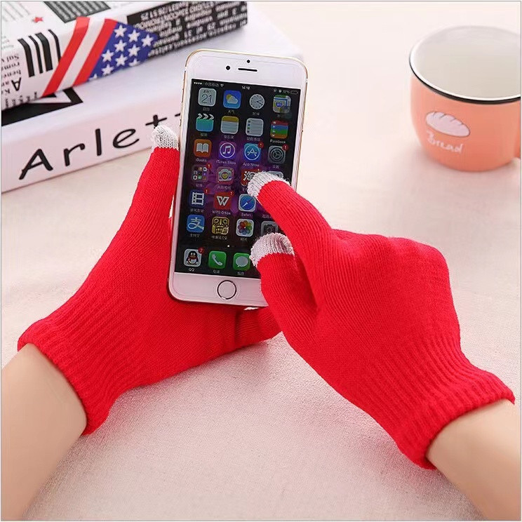 Luvas De Malha Suave Inverno Quente touch Screen Luvas De Dedos Completos Para Mulheres Meninas