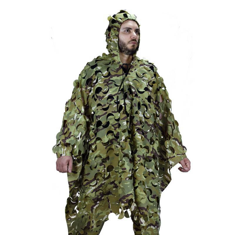 Poncho De Camuflagem Com Capuz Ghillie Tático Airsoft Safo Militaria