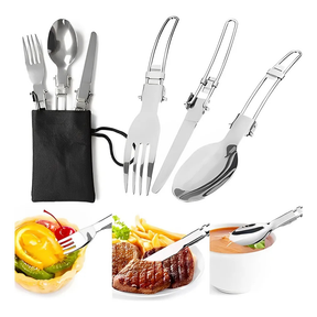 Kit Panelas Camping, Incluindo Talheres De Aço Inox 304