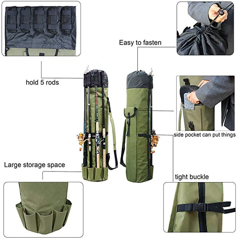 Bolsa cilíndrica para pesca ao ar livre bolsa para vara de pesca bolsa para vara de mar, bolsa para equipamento de pesca