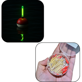 Kit 50 Bastão Luminoso Luz P Boia Vara Linha Pesca Noturna Peixe Anzol Trairá Tucunaré Dourado