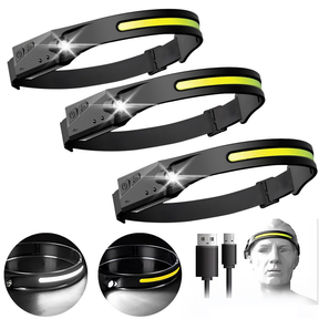 KIT 4 Lanterna de Cabeça Recarregável 3 Led Corpo Motion Camping Torch Light Lamp Com Usb