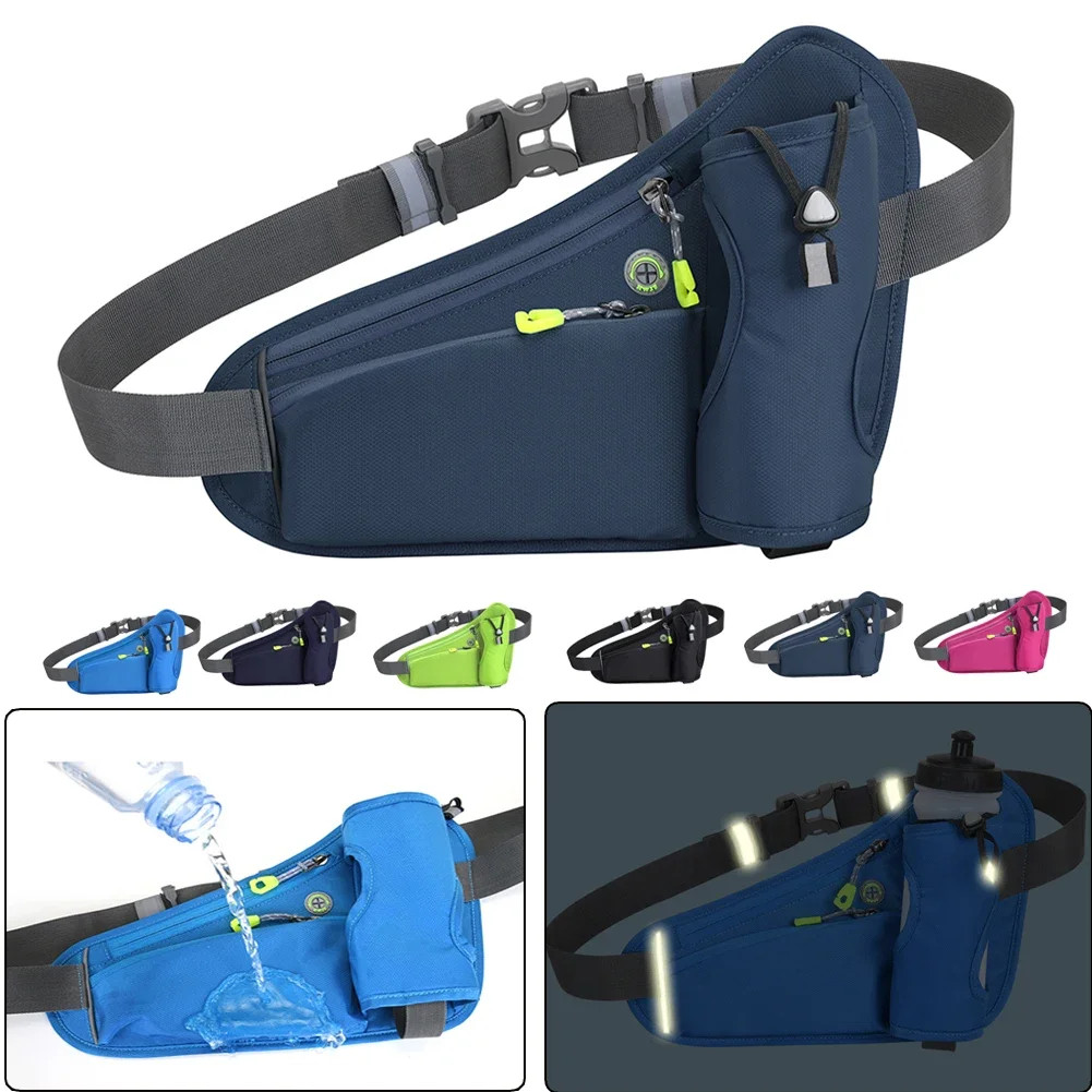 Pochete Esportiva - Cinto de corrida C/ suporte de garrafa de água, telefone, bolsa de cintura ajustável à prova d'água